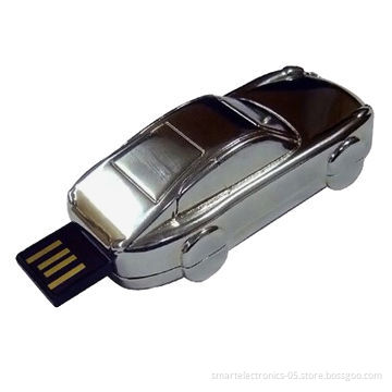 Metal car USB flash drives with 64MB-128GB capacity/package/printing/3-year warranty, MOQ is 50pcs